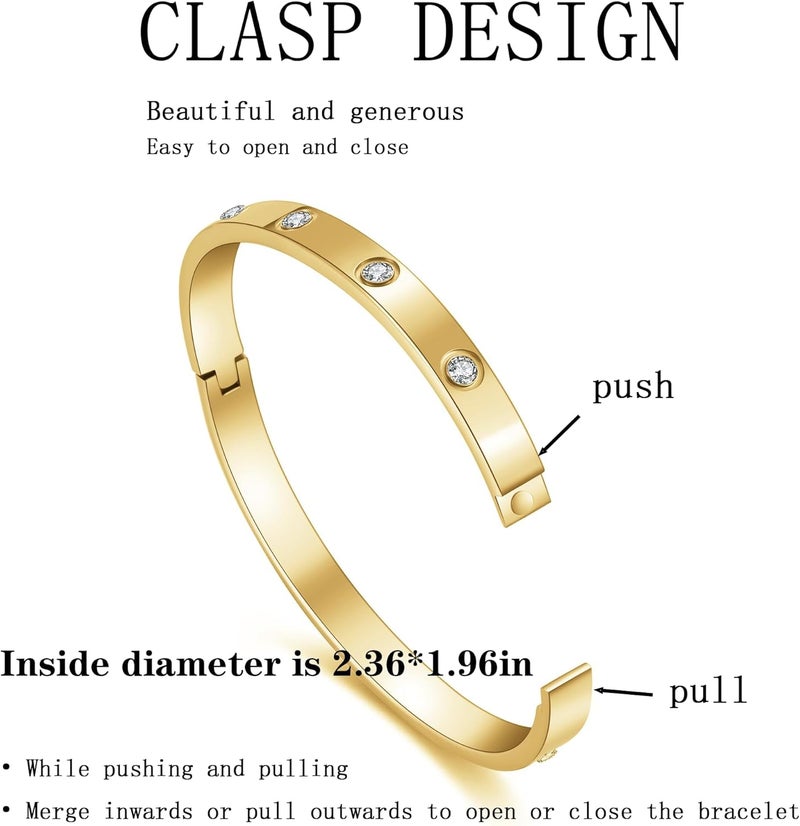 Funio 18K Gold Plated Clover Bracelet Love bangle Set for Women - Stack Friendship Bracelet Lucky Link Bracelets Jewelry Gifts Trendy for Women - Image 3